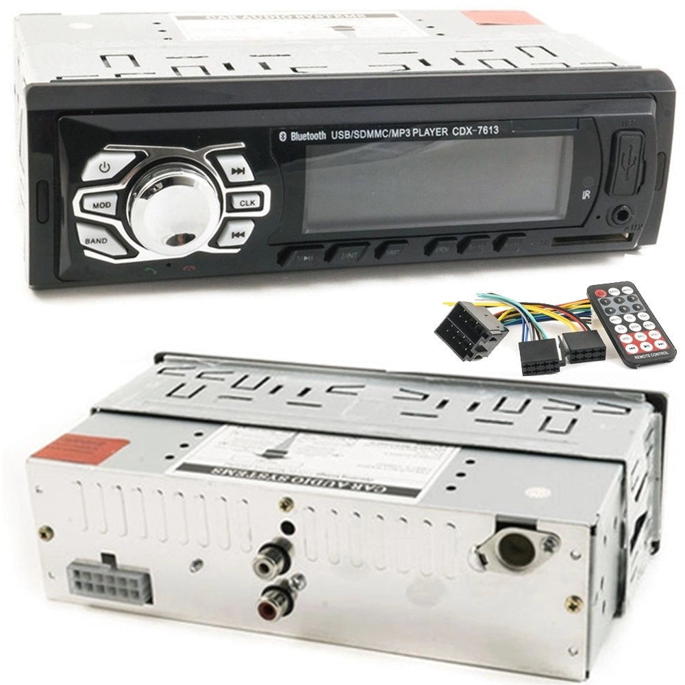 Trade Shop - Autoradio Stereo Auto Bluetooth Fm Mp3 Slot Usb Sd Aux Cdx-7613 Con Telecomando -
