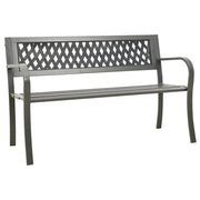 Panchina da giardino arredo esterno per patio terrazzo 125 x 53 x 77 cm acciaio grigio 02_0011226