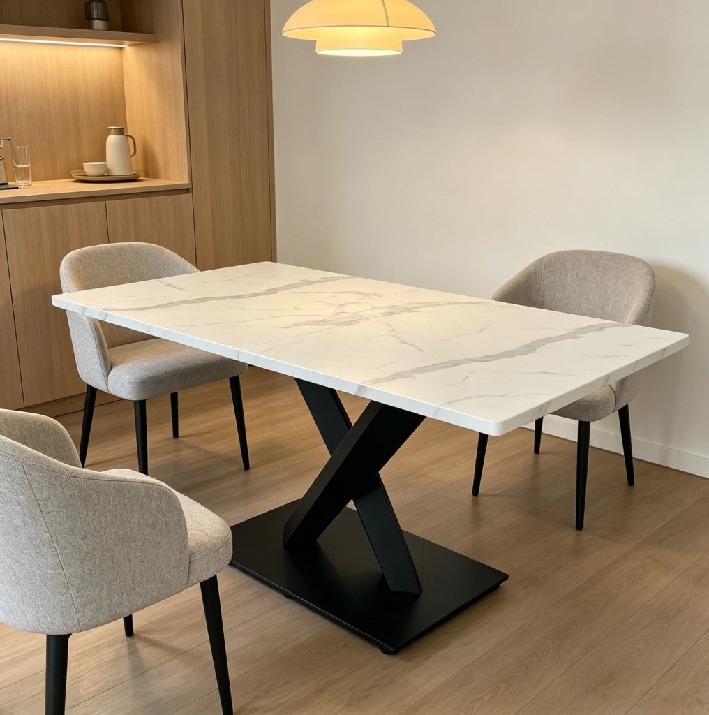 Tavolo da pranzo rettangolare 160x80 cm bianco e nero