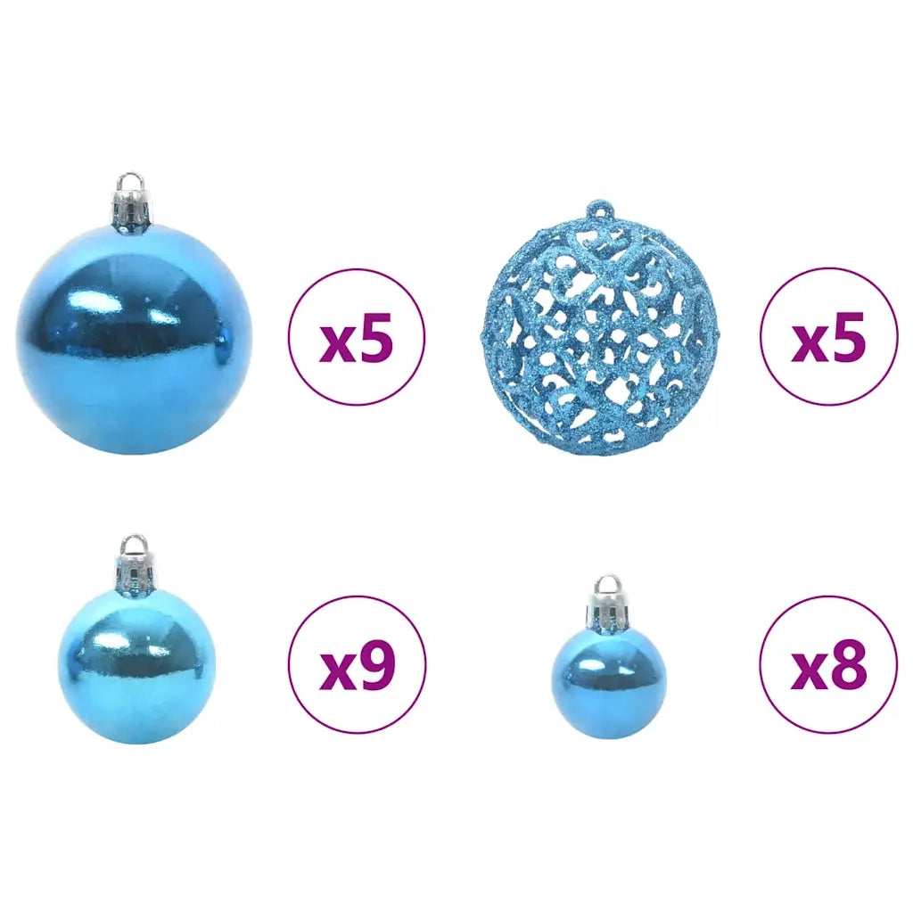 Set di Palle di Natale con 150 LED 61 pz Blu Plastica CFW1826929