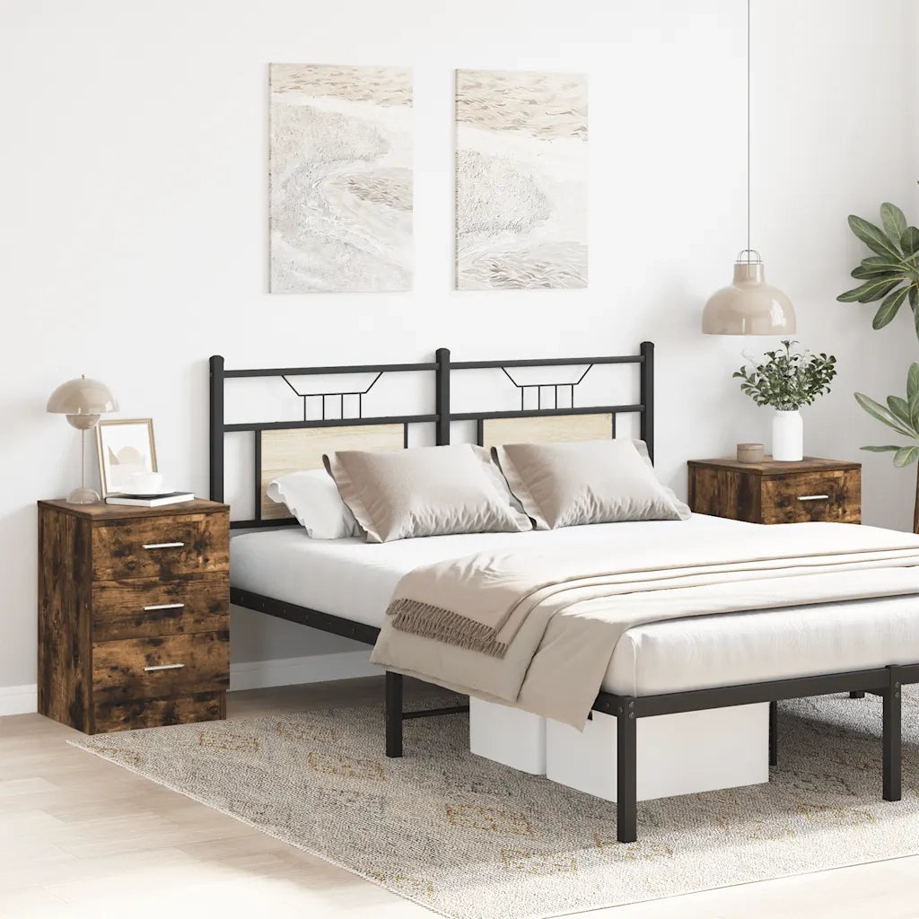 Set di 2 Comodini | Armadio da Notte | Mobiletto da notte Rovere Fumo 38x35x56 cm in Legno Multistrato