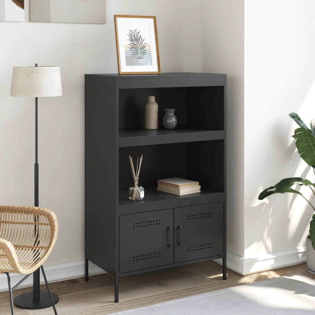 Credenza | Madia | Buffet da pranzo | Armadio da pranzo Nera 68x39x113 cm in Acciaio