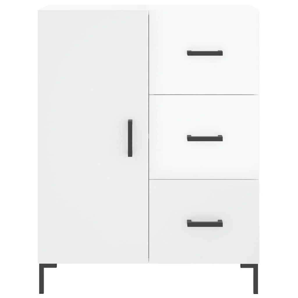Buffet credenza cassettiera mobiletto mobile contenitore organizer per cucina soggiorno finitura lucida 69,5 x 34 x 90 cm legno ingegnerizzato bianco 02_0030742