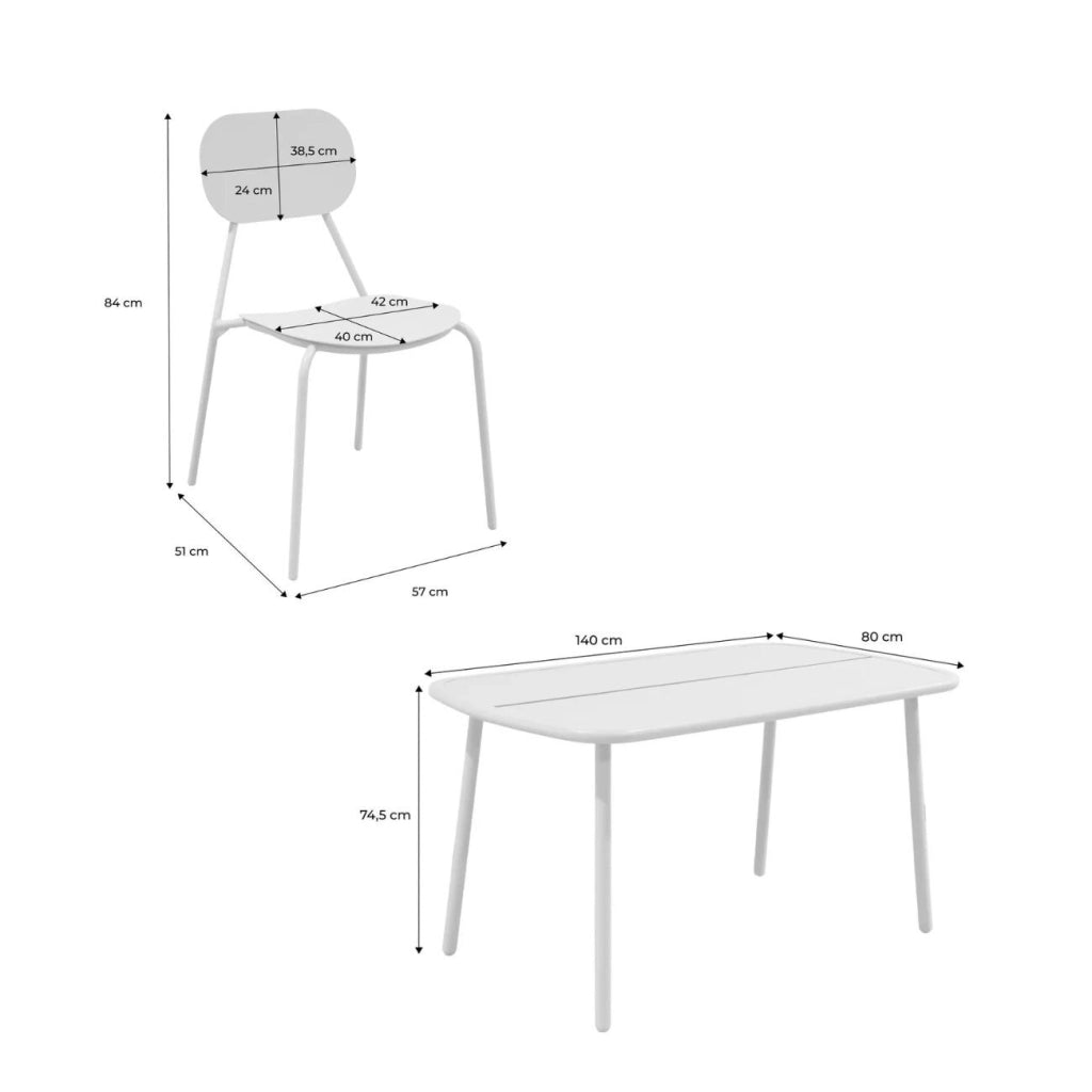 Set tavolo da giardino in alluminio con 4 sedie, grigio