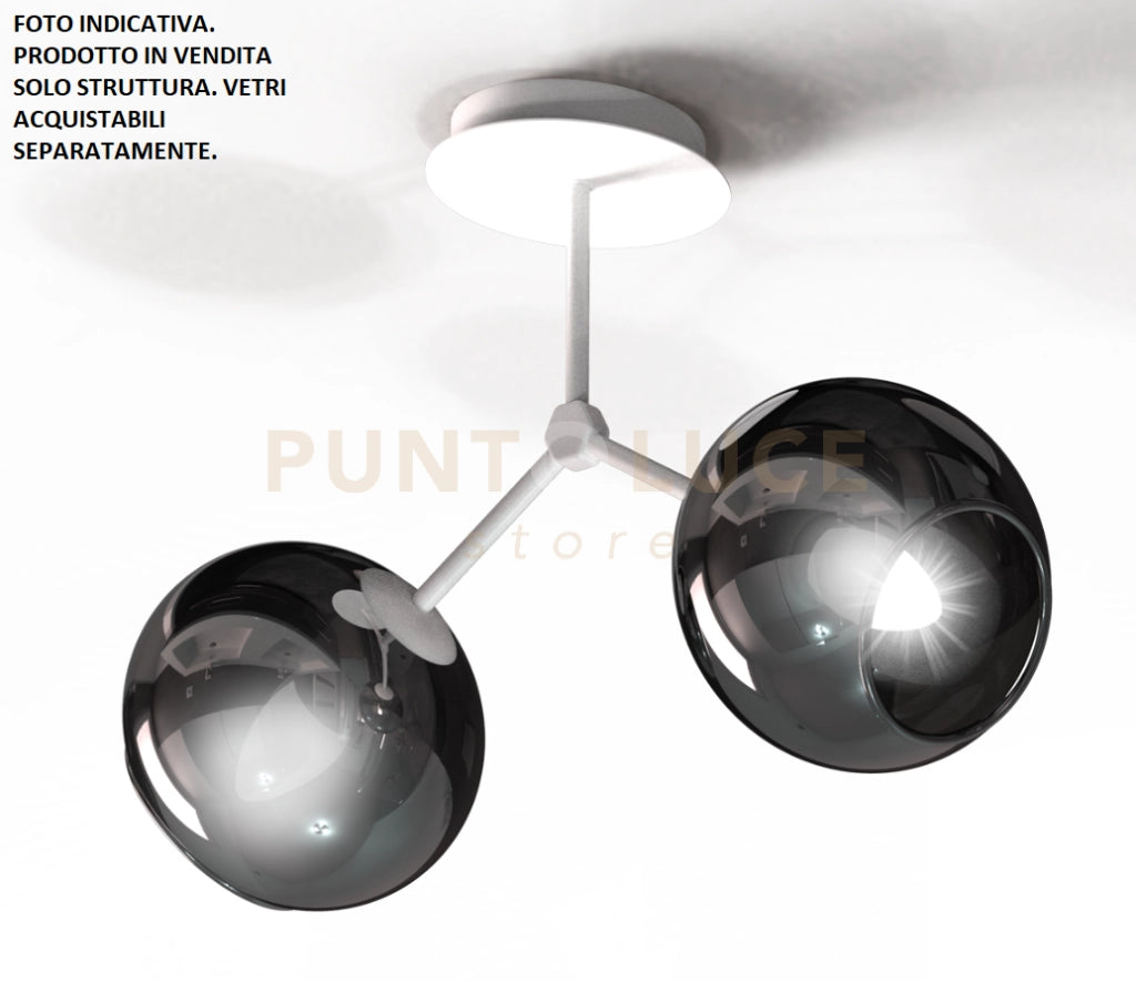 SARA-PL2 B Lampada a soffitto 2 luci solo struttura bianco opaco senza vetri attacco E14