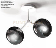 SARA-PL2 B Lampada a soffitto 2 luci solo struttura bianco opaco senza vetri attacco E14