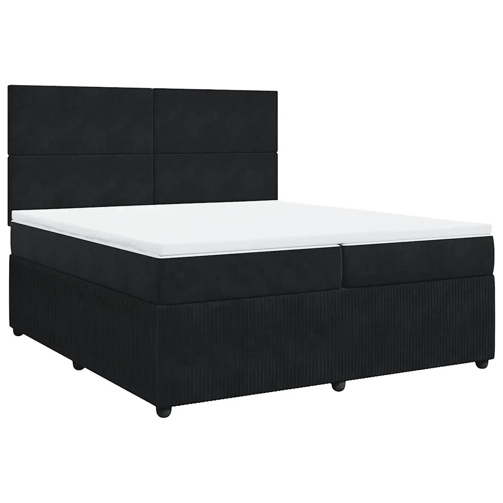 vidaXL Giroletto a Molle con Materasso Nero 200x200 cm in Velluto