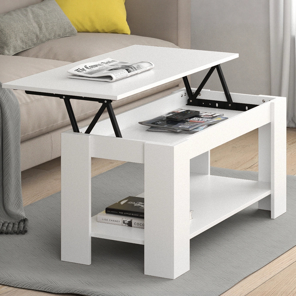 Vicco Tavolino soggiorno Bianco 100 x 50 cm con funzione di sollevamento