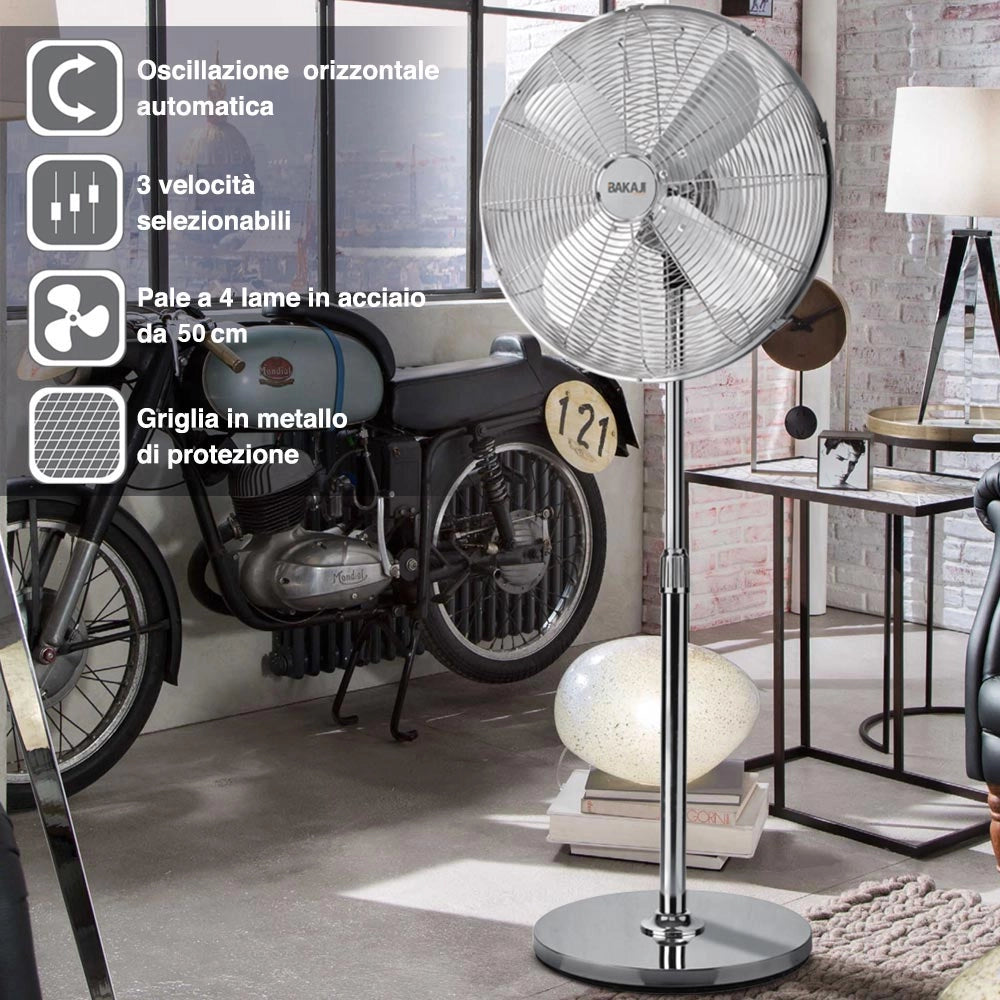 Ventilatore Colonna Piantana in Acciaio Inox 60W 50cm 3 Velocita Regolabile