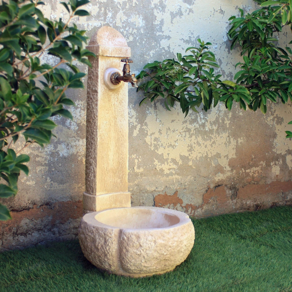 Fontana da Giardino Senza Rubinetto in Cemento Granulato di Marmo Catania Nocciola