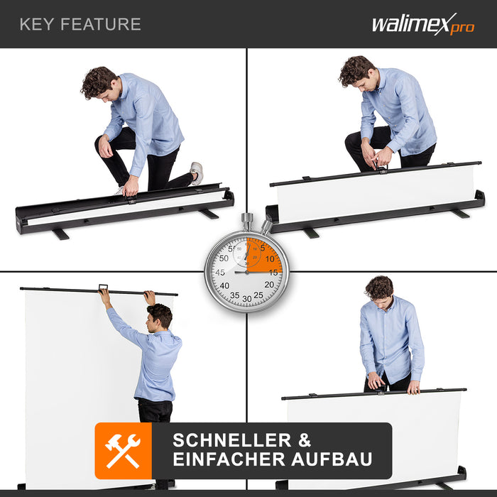 Fondale fotografico a rullo bianco 155 x 200 cm, sfondo per foto High-Key, con custodia di trasporto, Pannello per studi fotografici ingualcibile