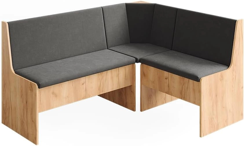 panca ad angolo Ramon, Bianco, 150 x 51 cm con spazio di archiviazione, con vano portaoggetti sotto la seduta per spazio aggiuntivo