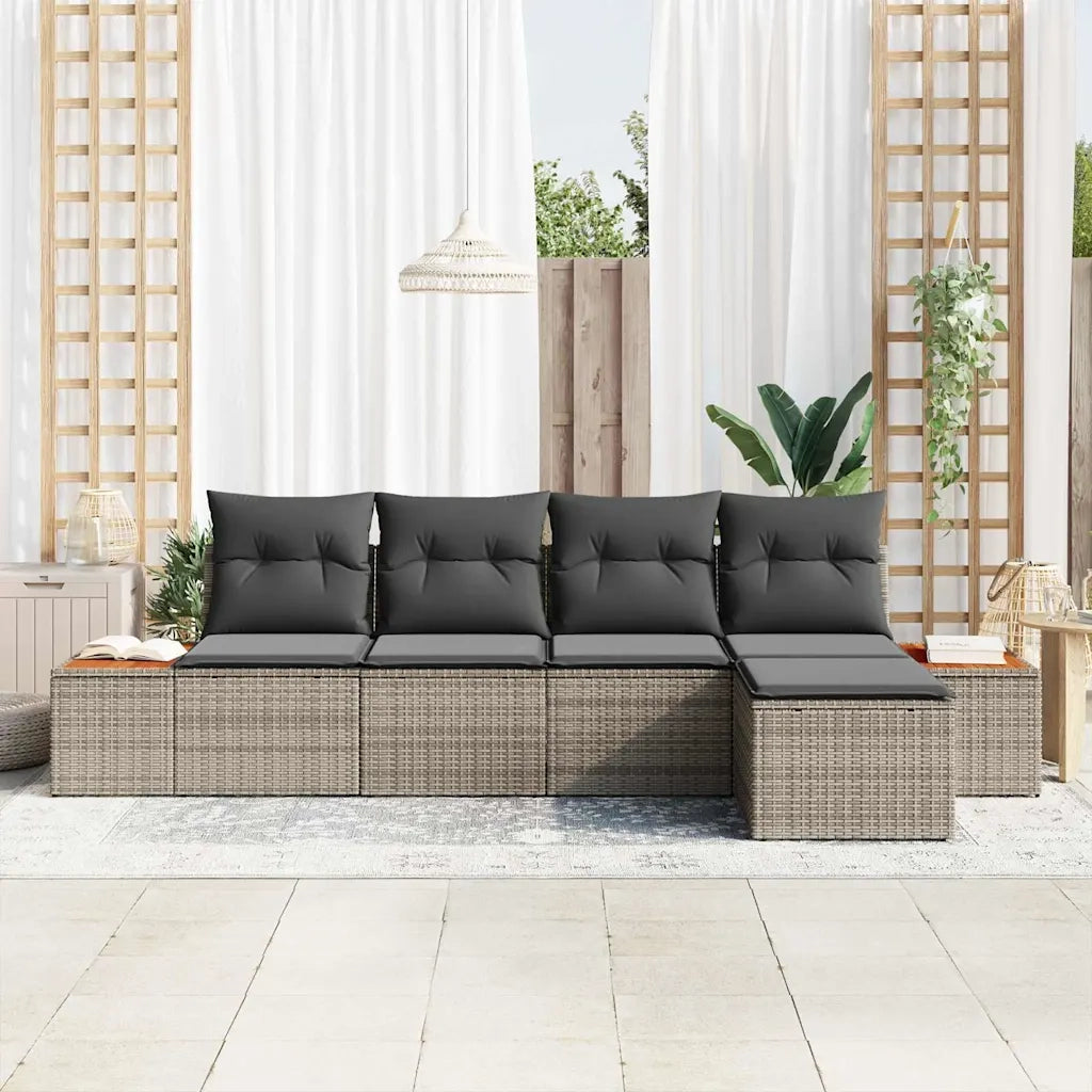 Set Divano da Giardino con cuscino 6 pcs Grigio Polyrattan 3356734