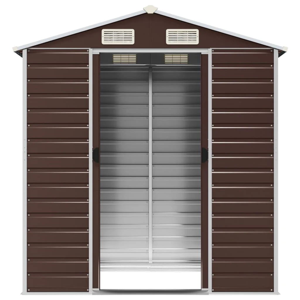 Casetta da giardino cabina ripostiglio casetta da esterno robusta casetta per attrezzi 191 x 130 x 198 cm acciaio zincato marrone 02_0022268