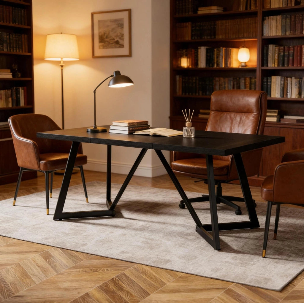 Tavolo da pranzo rettangolare 180 x 80 x 75 cm in MDF nero; stile moderno