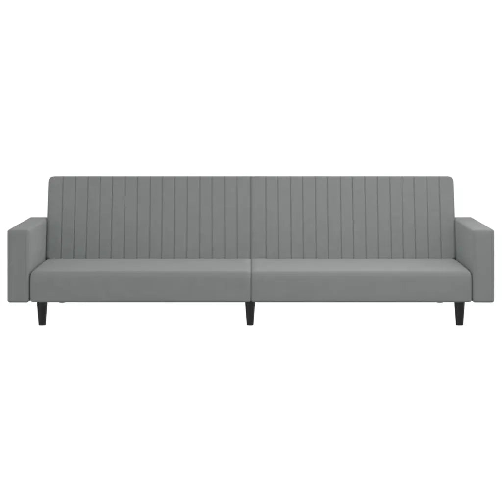Divano Letto a 2 Posti Grigio Chiaro in Velluto 375937