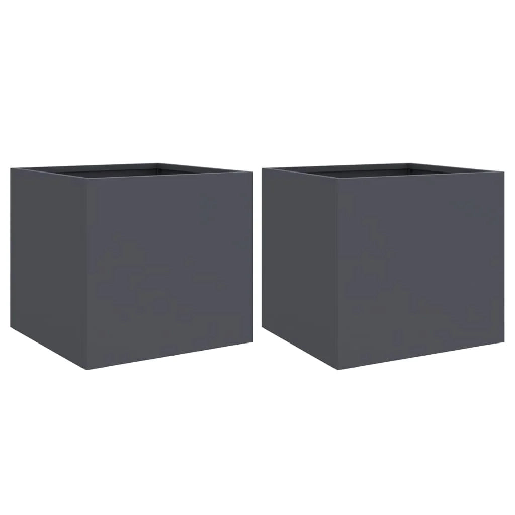 Fioriera rialzata per piante fiori giardino terrazze set da 2 32 x 30 x 29 cm acciaio antracite 02_0038931