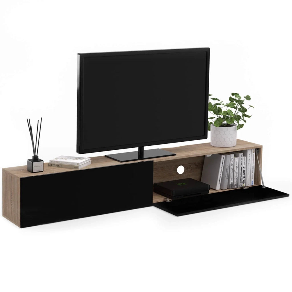 IDMarket - Mobile TV a parete 180 cm ELIO a 2 ante in legno e nero
