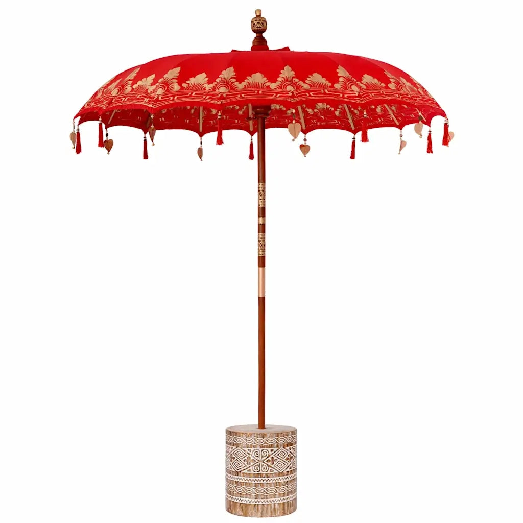 Ombrello balinese con base Rosso 185 x 185 x 260 cm 3356897