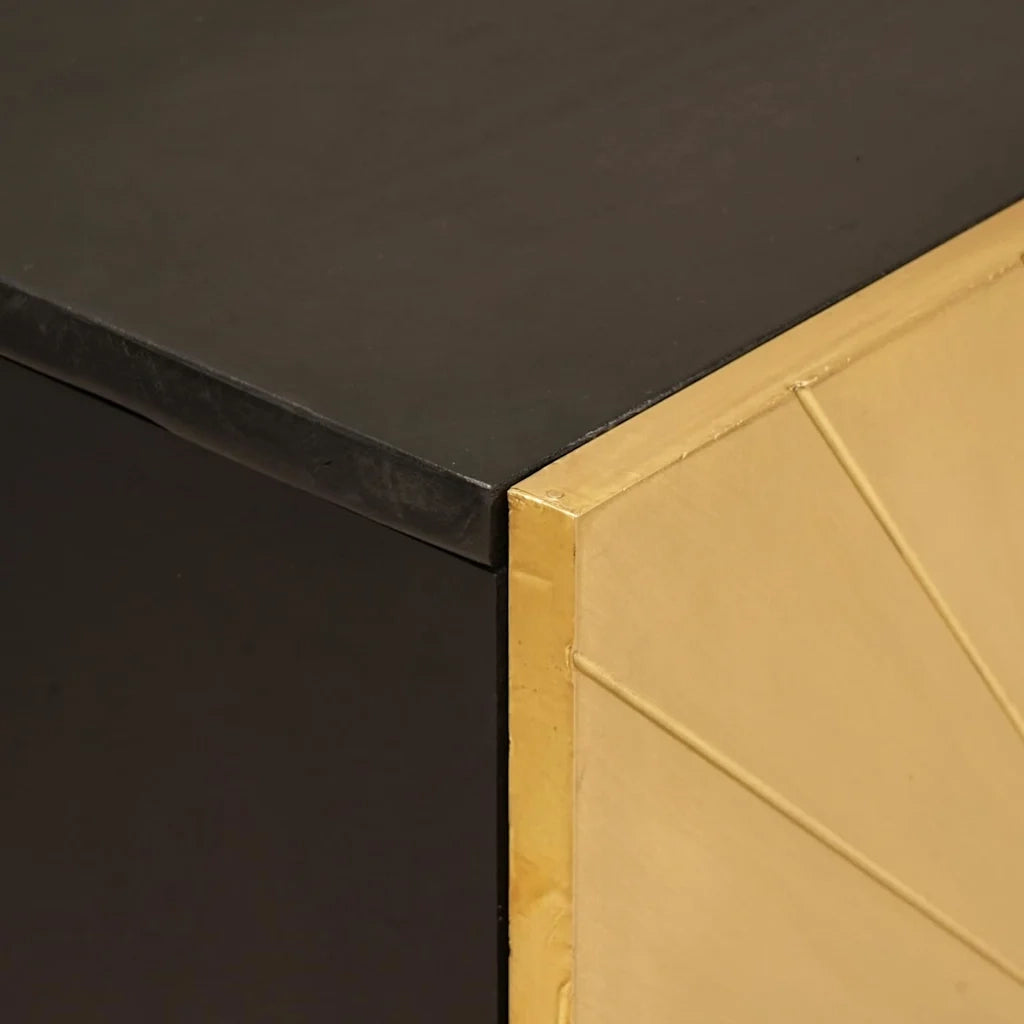 Credenza-Buffet-Armadio da cucina Nero e Oro 60 x 33 x 75 cm legno massello di mango 232088