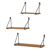 Set di 3 mensole da parete Randers diverse misure nero e legno scuro 03_0007085