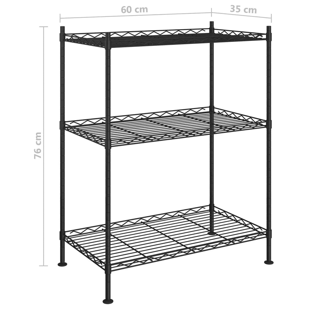 Scaffale a 3 Livelli 60x35x76 cm Nero 150 kg CFW8582369