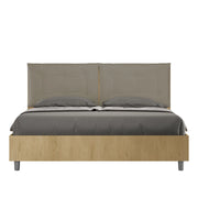 Letto Matrimoniale 160x190 cm con Rete e Contenitore Alzata Comoda Struttura Quercia con Cuscini in Similpelle Egos