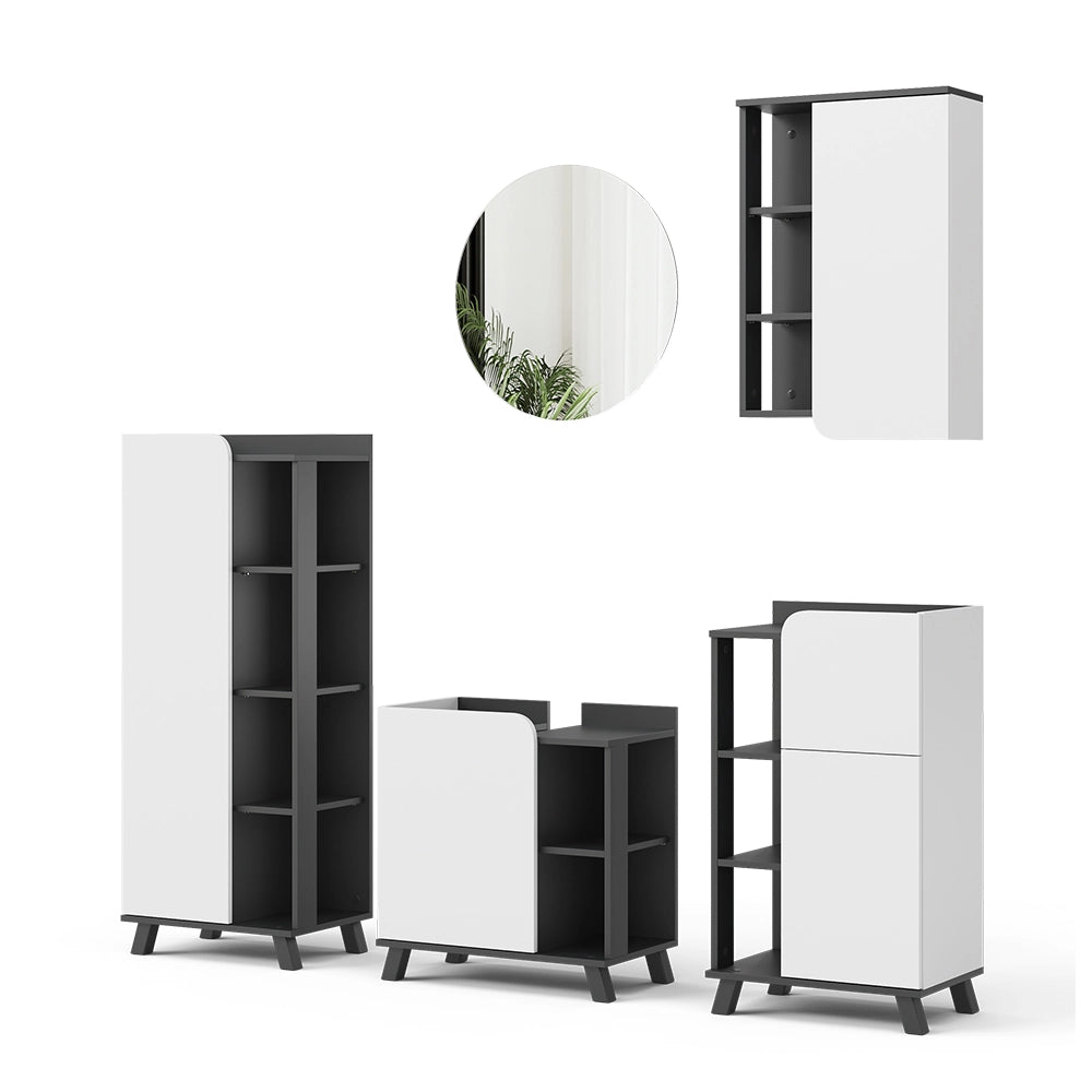 Vicco Set di mobili da bagno Antracite/bianco 5 parti