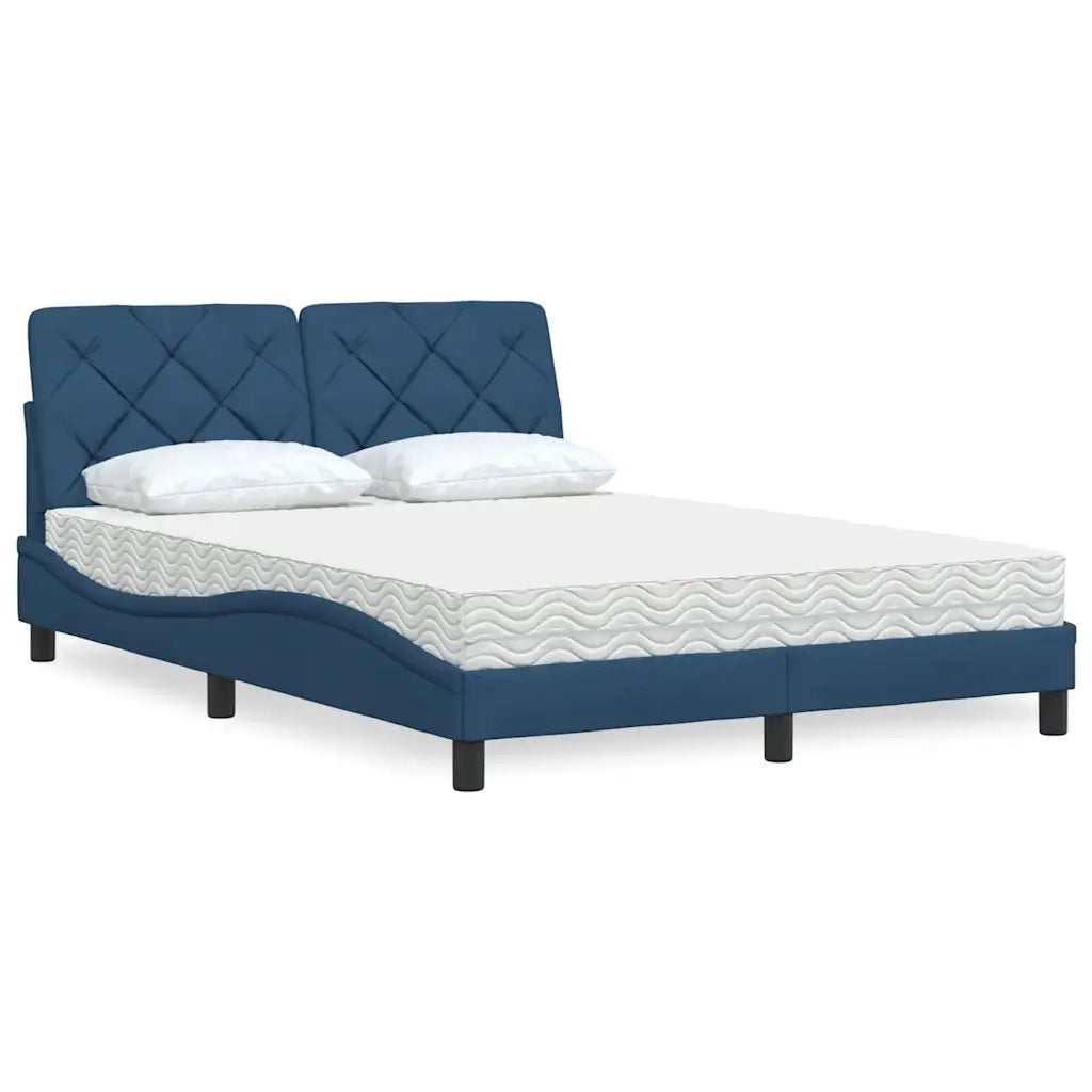 Letto con Materasso Blu 140x200 cm in Tessuto