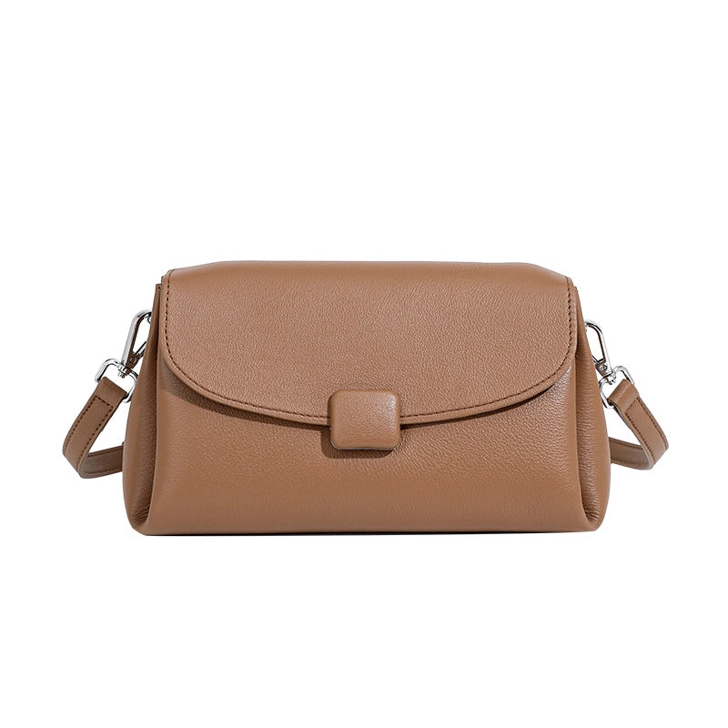 Borsa a mano grande da donna in vera pelle, colore albicocca, ideale per il tempo libero.