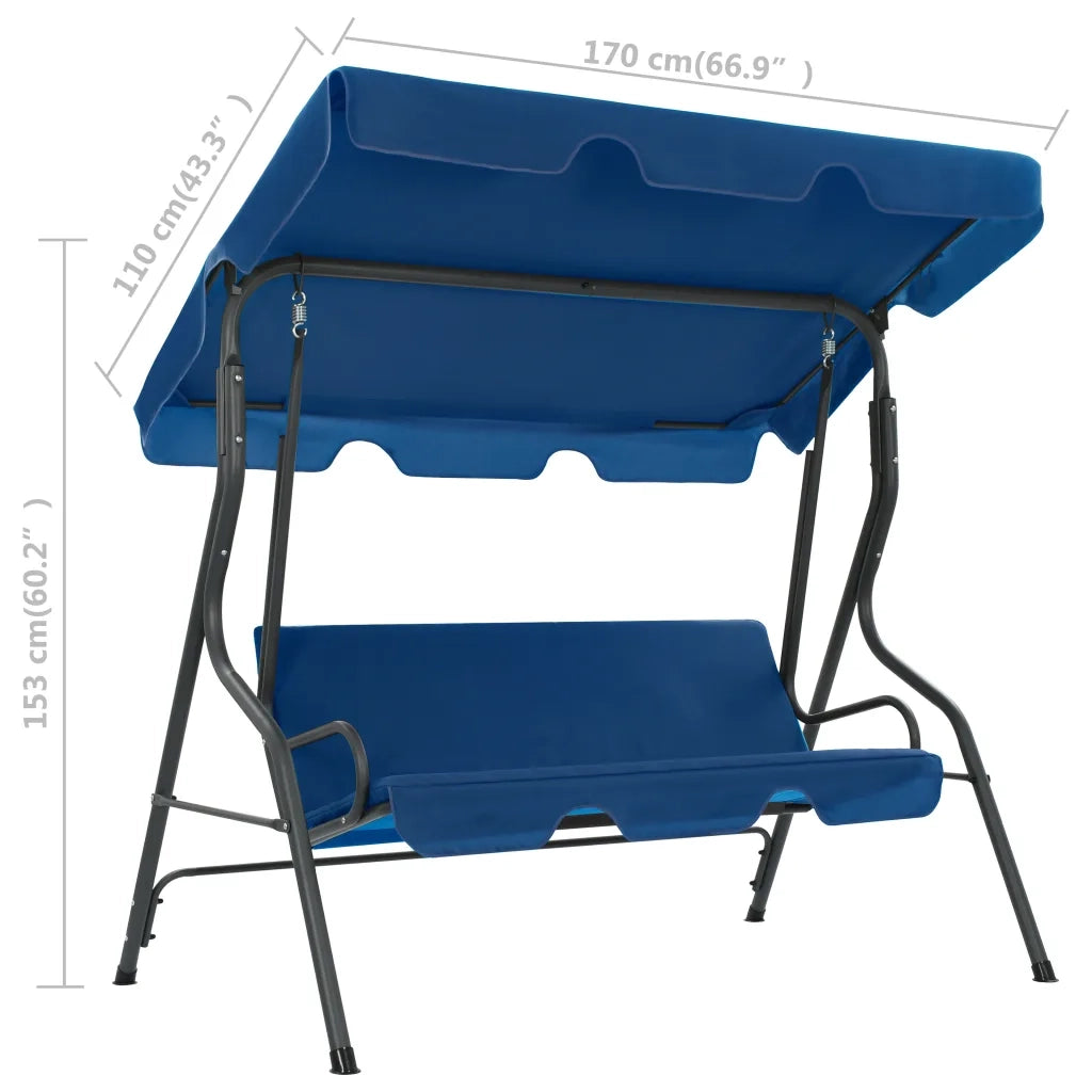 Panchina a Dondolo da Giardino | Panca da Giardino Blu Scuro 170x110x153 cm Tessuto