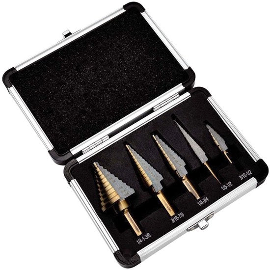 Kit a stappi 5 pezzi - Sistema britannico - Acciaio 4241 - Smalto di titanio - Manico a 3 facce - Multifunzionale - Kit a stappi