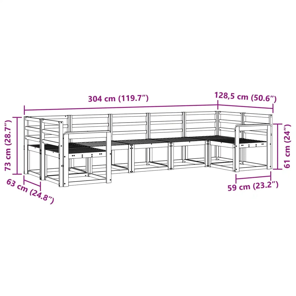 Set di divani da esterno 7 pcs Bianco Legno di Acacia Massello 3388143