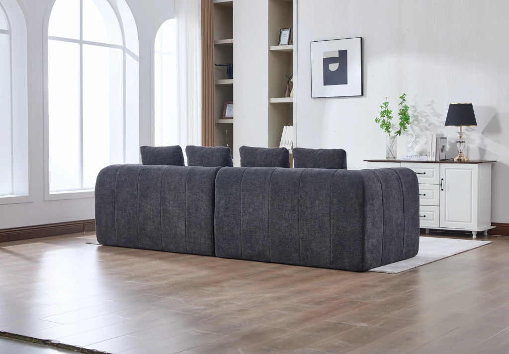 Divano Angolare Modulare 2 Pezzi ¨C MINIMAL ¨C Velluto Grigio Scuro, Braccioli, 260x94,5x80cm