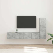 Set mobile TV 3 pz-Credenza per TV Grigio cemento Legno multistrato 130455