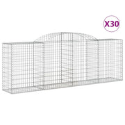 Cestini gabbioni recinzione a gabbia muro di contenimento ad arco 30 pezzi 300 x 50 x 100/120 cm ferro zincato argento 02_0040842