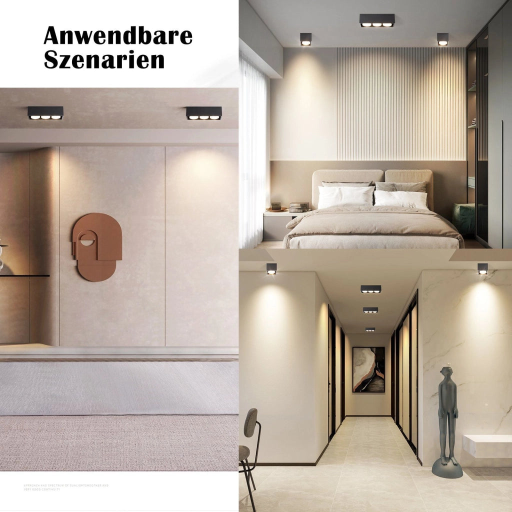 ZMH Faretto da soffitto LED quadrati 3 fiamme rotanti