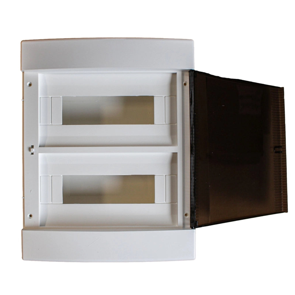 Centralino da parete 24 moduli, bianco IP40, 280x350x100 mm, RAL 9016, ideale per installazioni elettriche domestiche e industriali