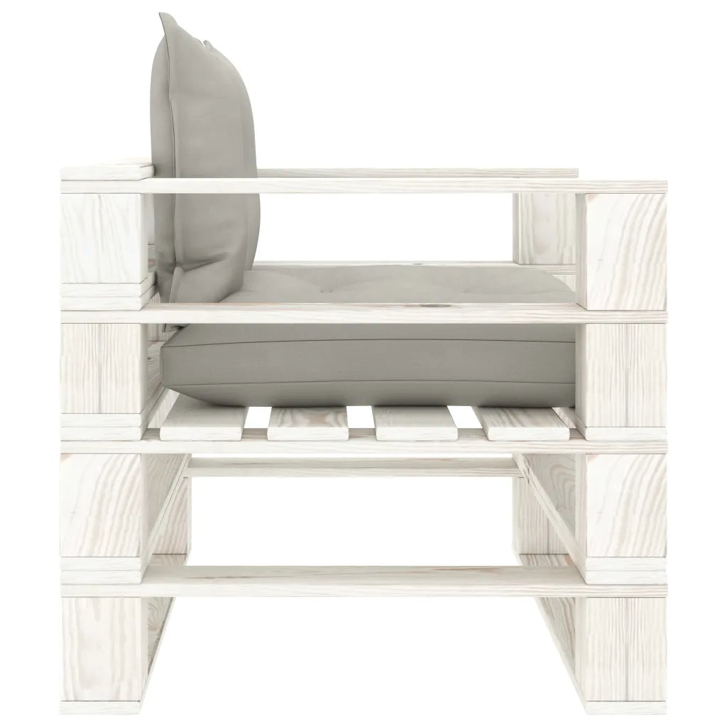 Poltrona da Giardino Pallet con Cuscini Tortora in Legno 3052396