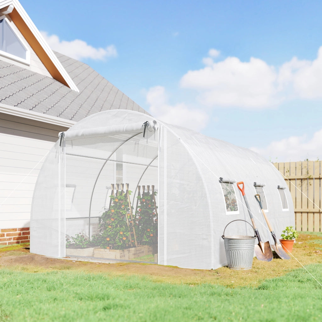 Serra da giardino in plastica con porta a rete ¨C zephmum ¨C bianco
