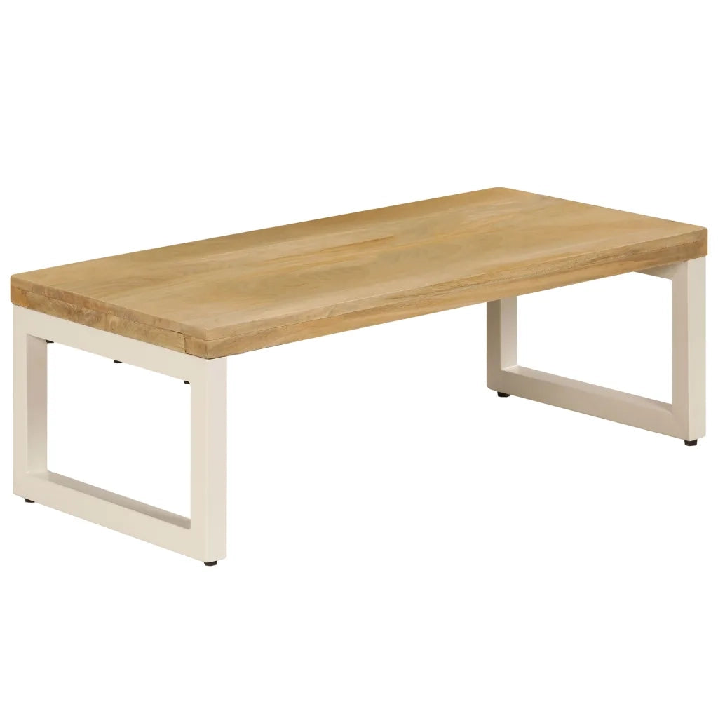 Tavolino da salotto | Tavolino da caff¨¨ | Tavolino da Soggiorno 100x50x35 cm Legno Massello Mango e Acciaio