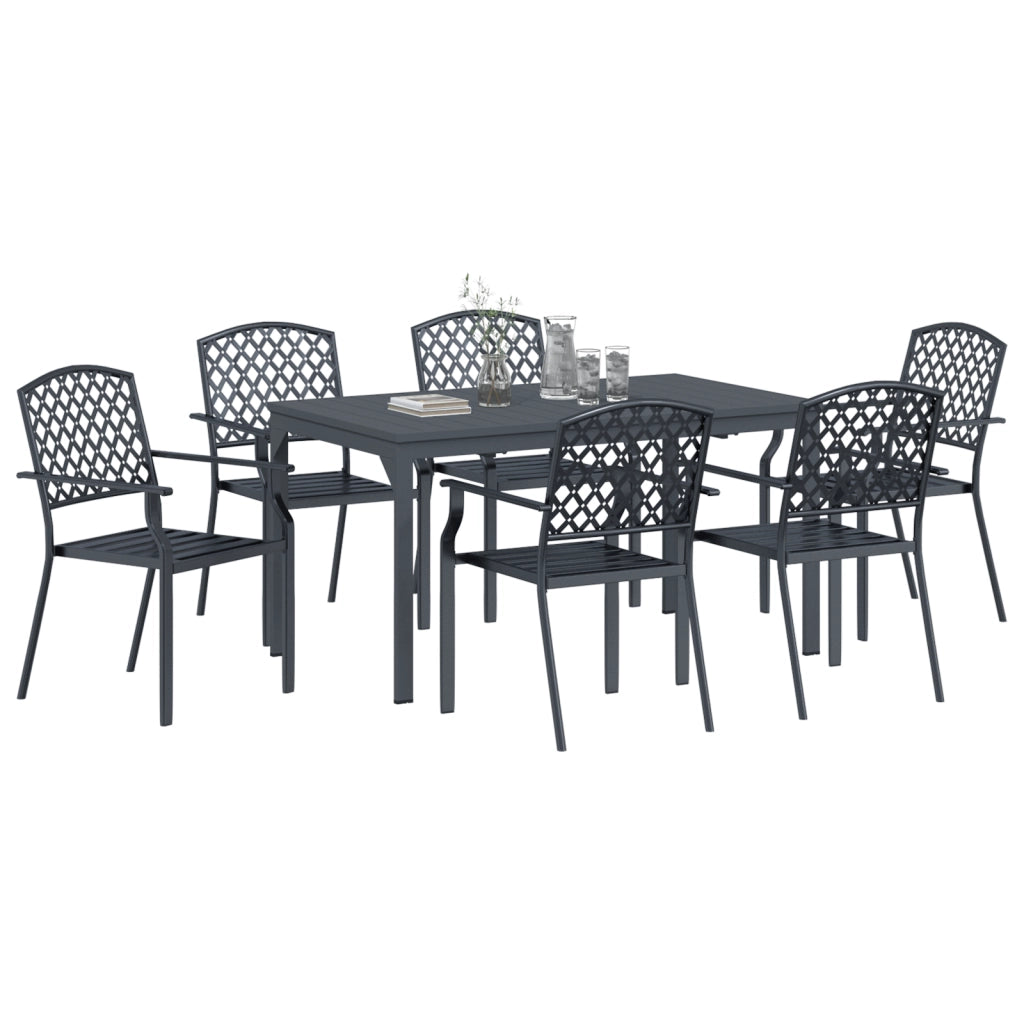 Set da Pranzo da Giardino  7 Pezzi Acciaio Antracite
