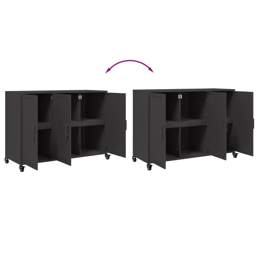 Credenza | Madia | Buffet da pranzo | Armadio da pranzo Nera 100,5x39x72 cm in Acciaio
