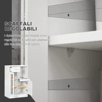 Credenza Moderna con Armadietti e Cassetto in Legno e Vetro, 60x40x95cm, Bianco