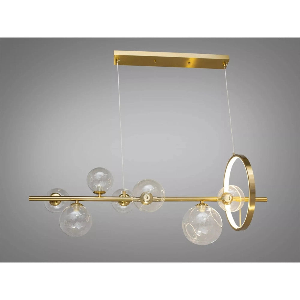 Trade Shop - Lampadario Moderno A Sospensione Oro 7 Sfere G9 Bolle In Vetro Con Cerchio 71683 -