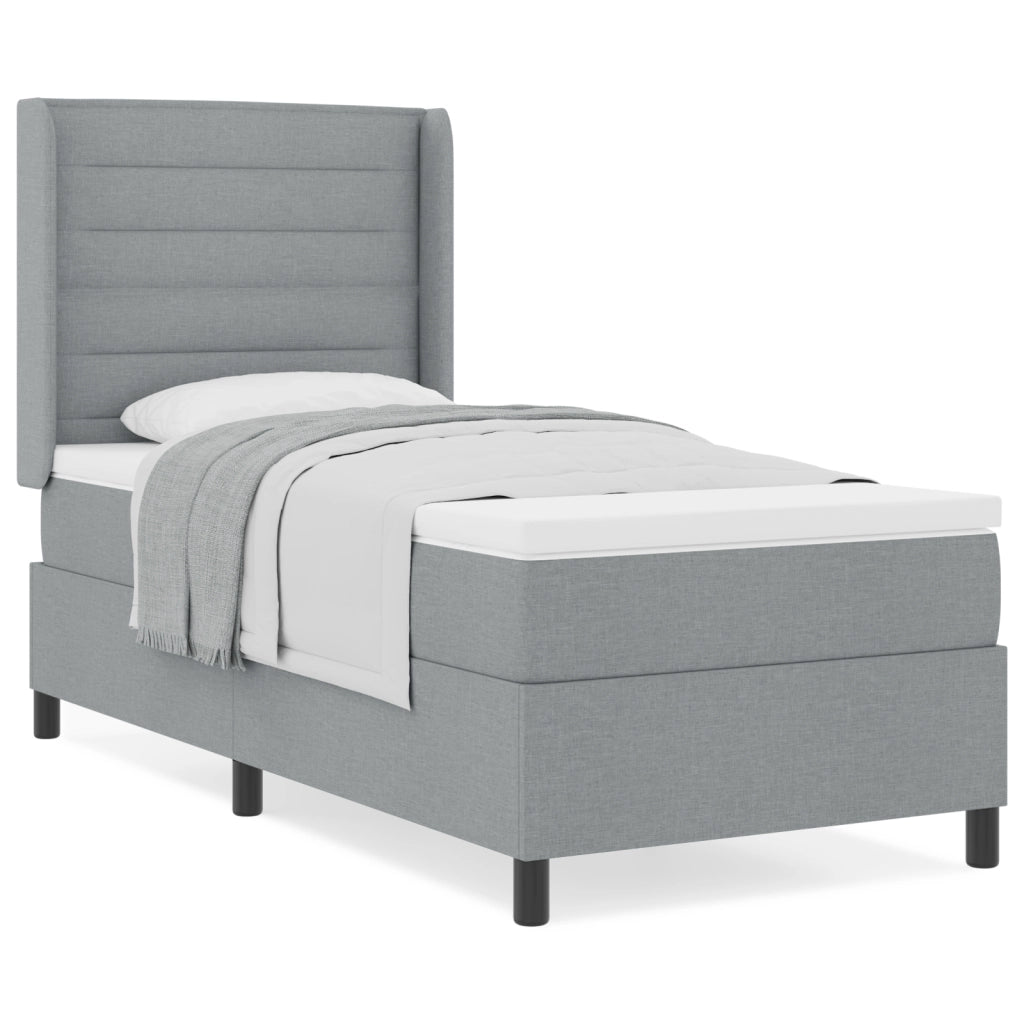 Letto con Rete e Materasso Grigio Chiaro 90x190 cm Tessuto