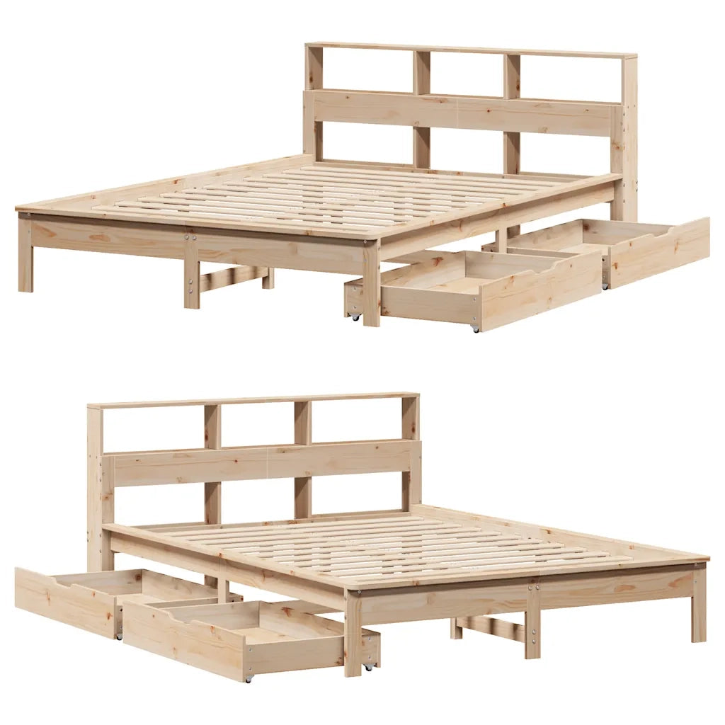 Letto Libreria senza Materasso 160x200 cm in Legno di Pino 3309803