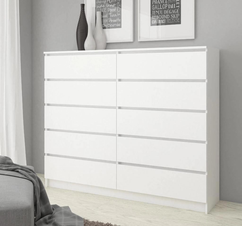 Cassettiera AKORD K140 Bianca 138 cm 10 cassetti 138x40x121 cm