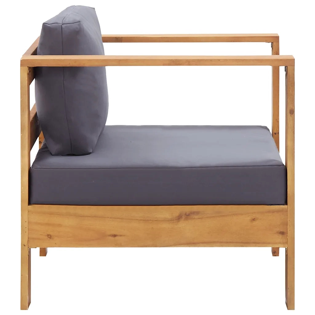 Sedia da Giardino con Cuscino Grigio Scuro in Legno di Acacia cod mxl 77795