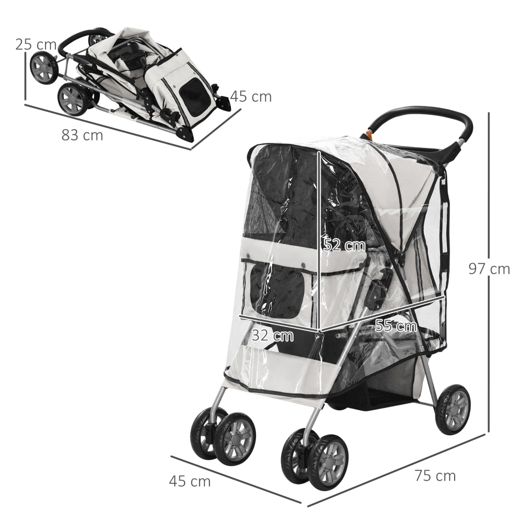 Carrello pieghevole per animali ¨C zephmum ¨C impermeabile con cestino e portabottiglie